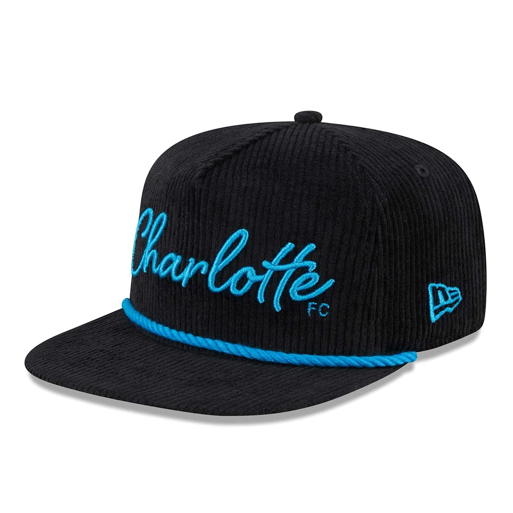 Casquette réglable en velours côtelé noir Charlotte FC pour homme New Era