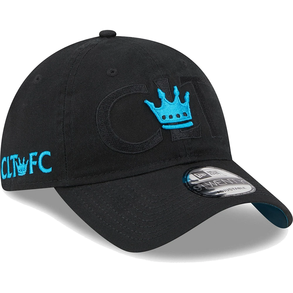 Casquette ajustable Charlotte FC Kick Off 9TWENTY New Era pour homme, noire