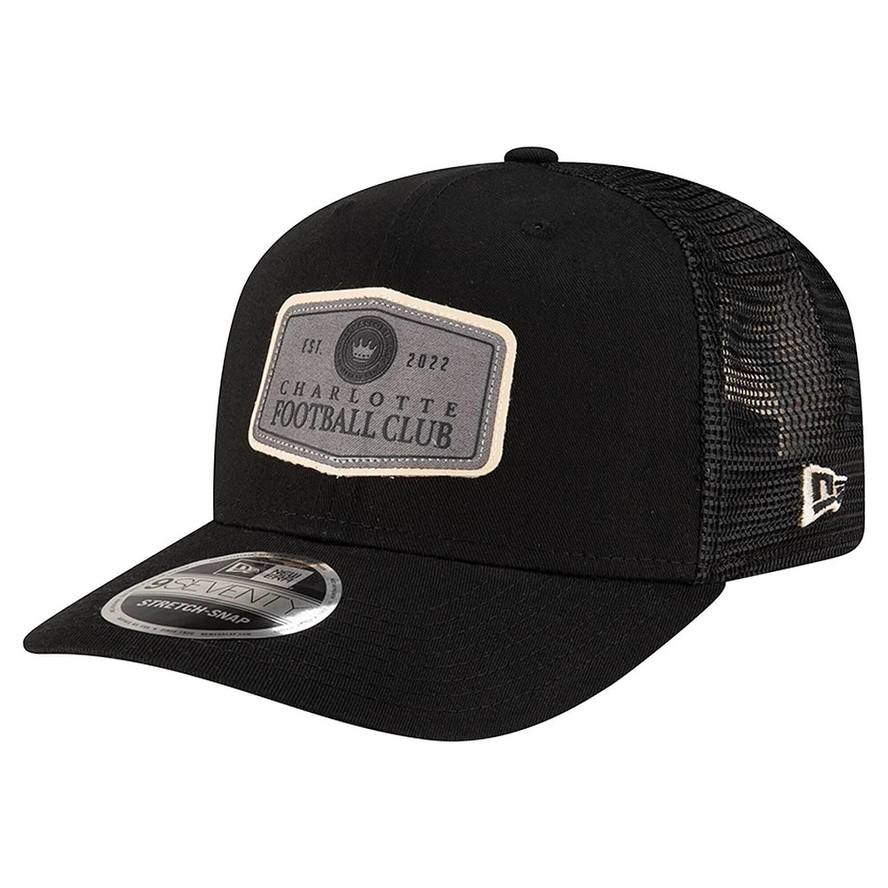 Casquette ajustable extensible à boutons-pression Charlotte FC 9SEVENTY noire New Era pour homme