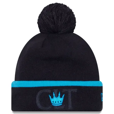 Charlotte FC New Era Wordmark Kick Off Cuffed Knit Hat with Pom - Black