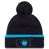 Men's New Era Black Charlotte FC Wordmark Kick Off Cuffed Knit Hat with Pom