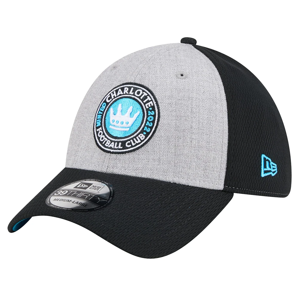 Men's New Era Gray/Black Charlotte FC Throwback 39THIRTY Flex Hat