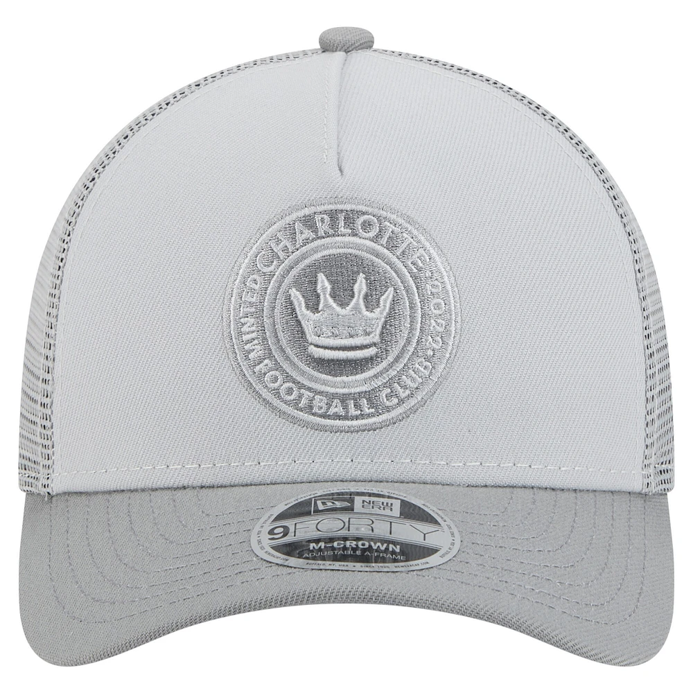 Casquette camionneur ajustable 9FORTY A-Frame grise Charlotte FC pour homme New Era