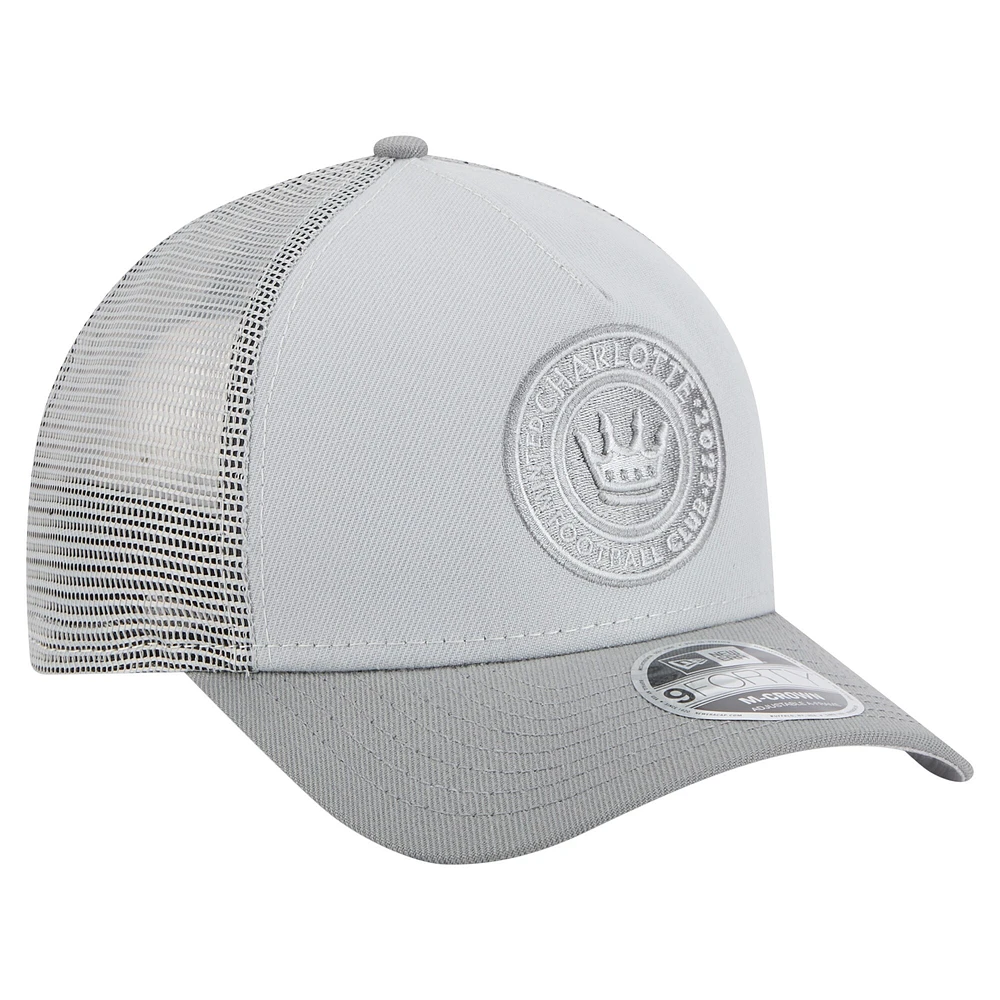 Casquette camionneur ajustable 9FORTY A-Frame grise Charlotte FC pour homme New Era