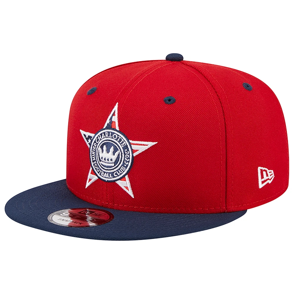 Men's New Era Red Charlotte FC Americana 9FIFTY Snapback Hat