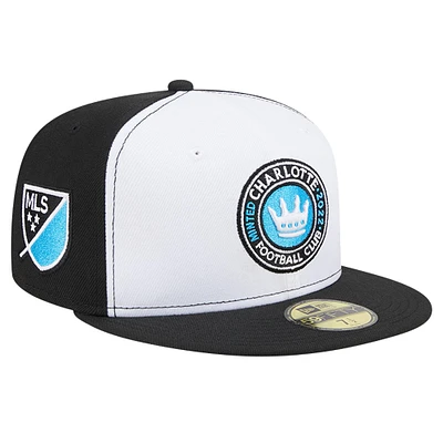 Men's New Era White/Black Charlotte FC 2024 Kick Off Collection 59FIFTY Fitted Hat