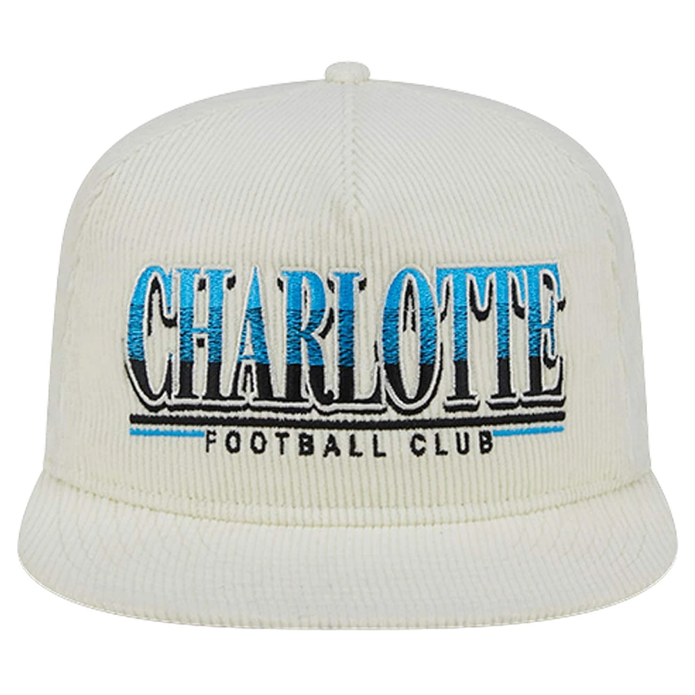 Men's New Era White Charlotte FC Throwback Corduroy Golfer Adjustable Hat