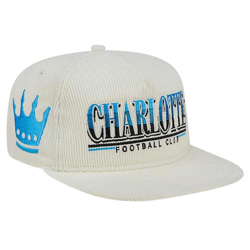 Casquette ajustable Charlotte FC Throwback en velours côtelé New Era pour hommes, blanche