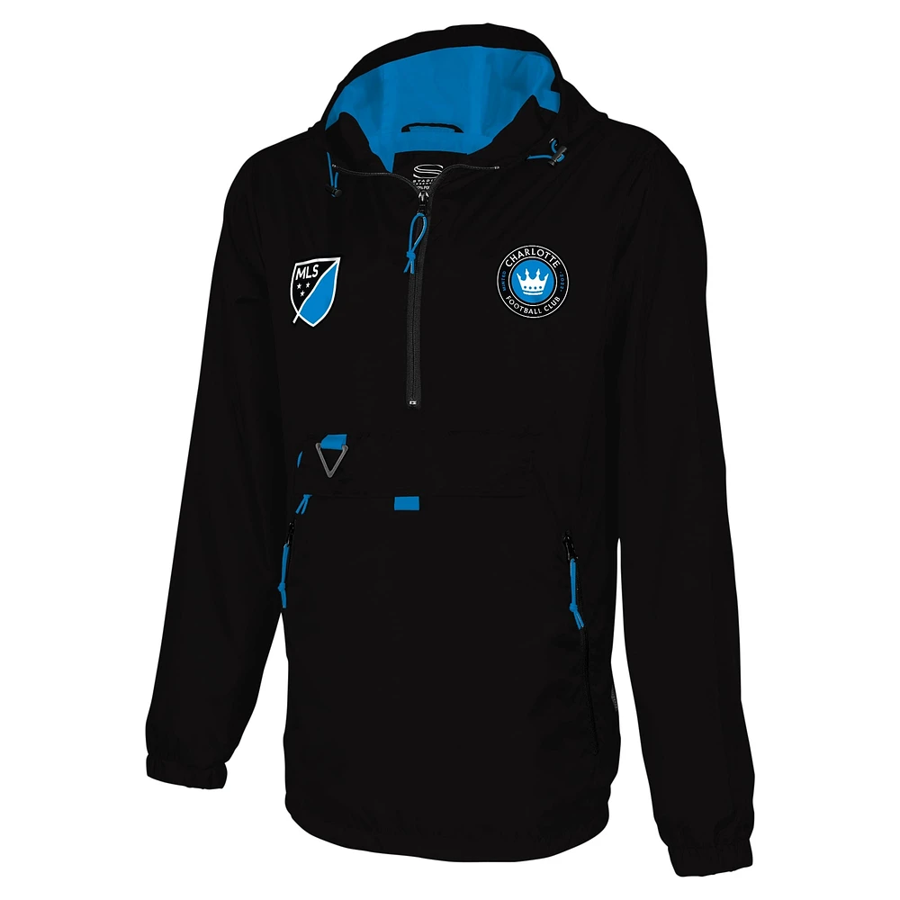 Veste à capuche noire quart de zip Stadium Essentials Charlotte FC Compete pour hommes