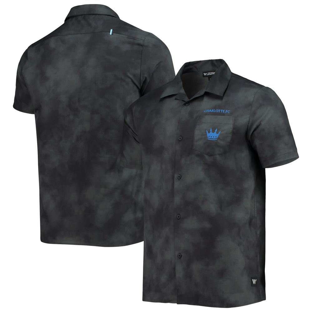 Men's The Wild Collective Black Charlotte FC Abstract Cloud Button-Up Shirt