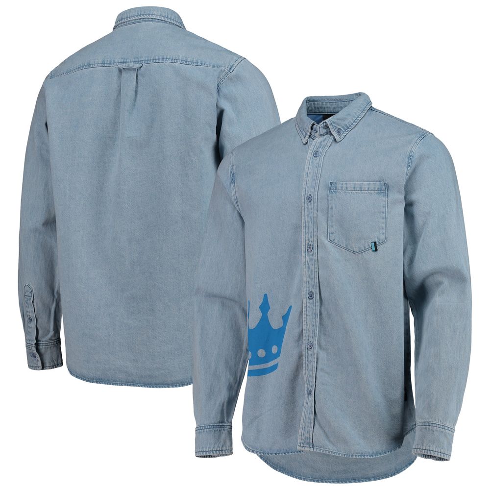 Men's The Wild Collective Blue Charlotte FC Denim Button-Down Long Sleeve Shirt