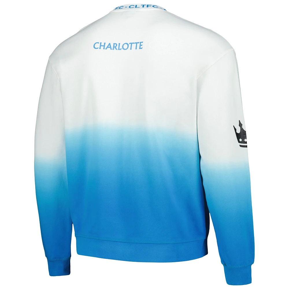 Men's The Wild Collective White/Blue Charlotte FC Ombre Pullover Sweatshirt