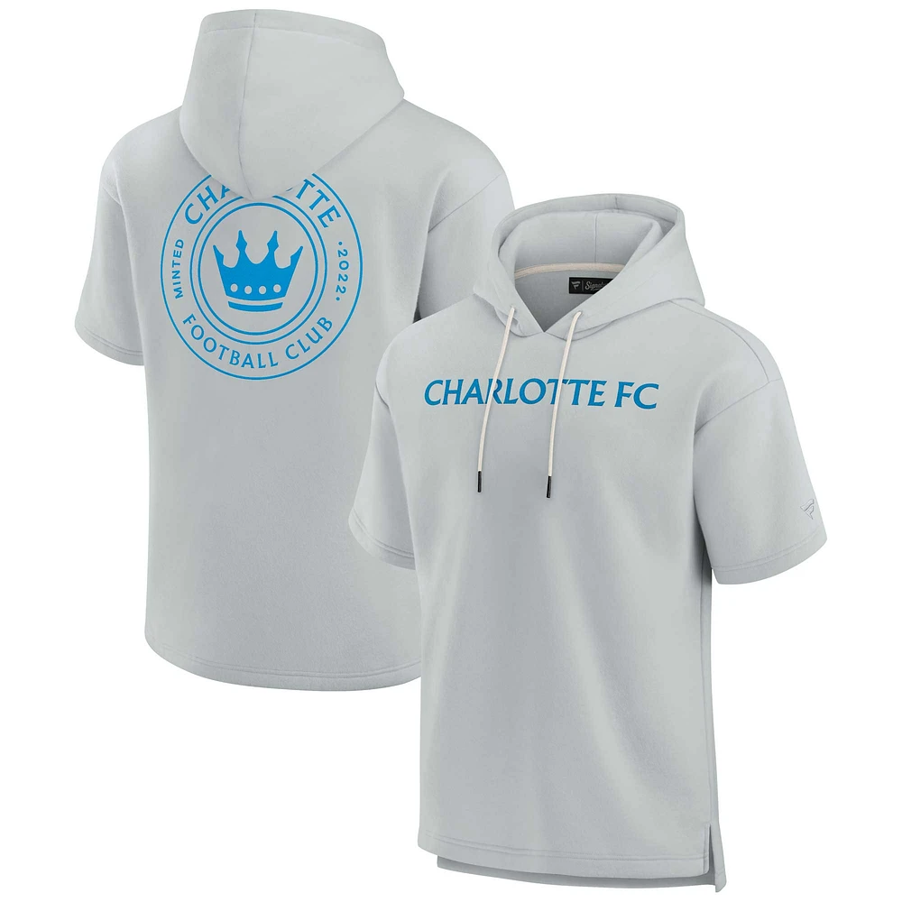 Sweat à capuche unisexe Fanatics gris Charlotte FC Elements en polaire super douce manches courtes