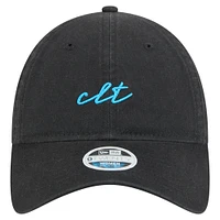 Casquette ajustable Charlotte FC Script 9TWENTY noire New Era pour femme