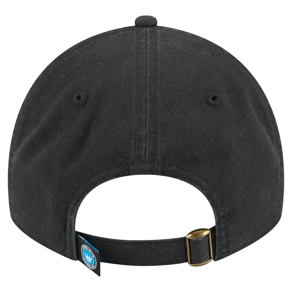 Casquette ajustable Charlotte FC Script 9TWENTY noire New Era pour femme