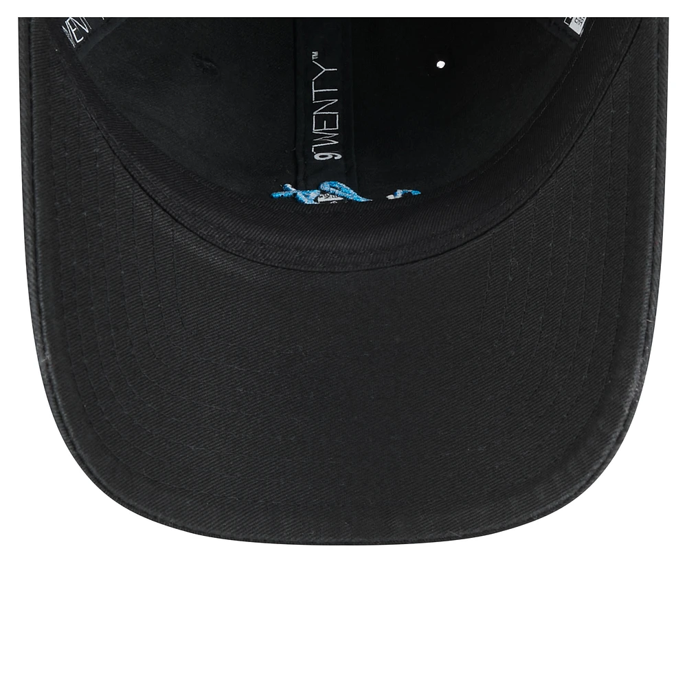 Casquette ajustable Charlotte FC Script 9TWENTY noire New Era pour femme