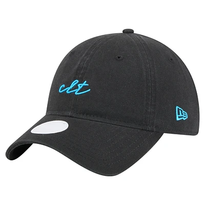 Casquette ajustable Charlotte FC Script 9TWENTY noire New Era pour femme