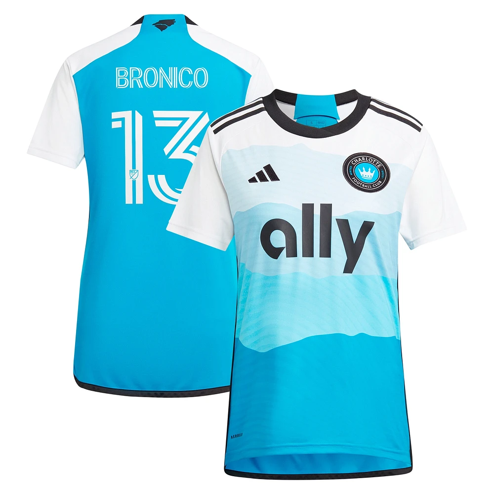 maillot de joueur adidas Brandt Bronico Charlotte FC 2024 The Carolina pour femme : explorez la réplique du