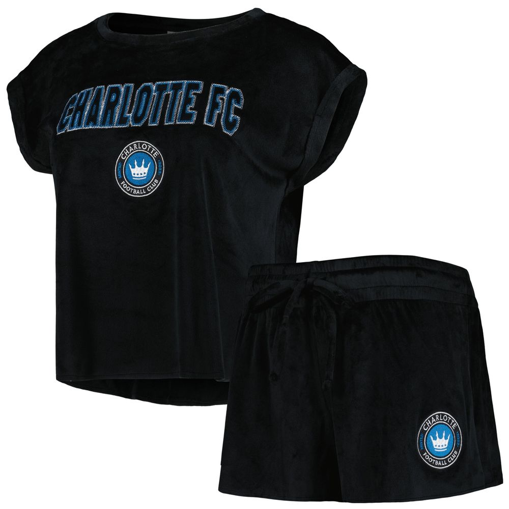 Women's Concepts Sport Black Charlotte FC Intermission T-Shirt and Shorts Sleep Set