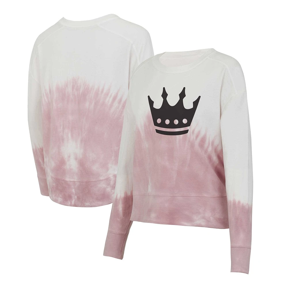 T-shirt à manches longues Charlotte FC Orchard Tie-Dye Concepts Sport rose/blanc pour femmes