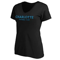 T-shirt noir à col en V avec logo Charlotte FC de marque Fanatics pour femmes