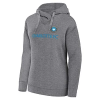 Women's Fanatics  Heather Gray Charlotte FC Script Pullover Hoodie