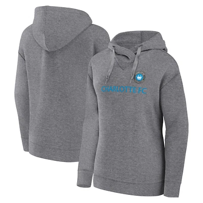 Women's Fanatics  Heather Gray Charlotte FC Script Pullover Hoodie