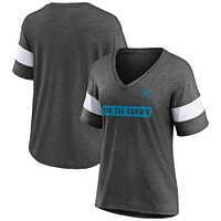 Women's Fanatics Heathered Charcoal Charlotte FC Tri-Blend V-Neck T-Shirt