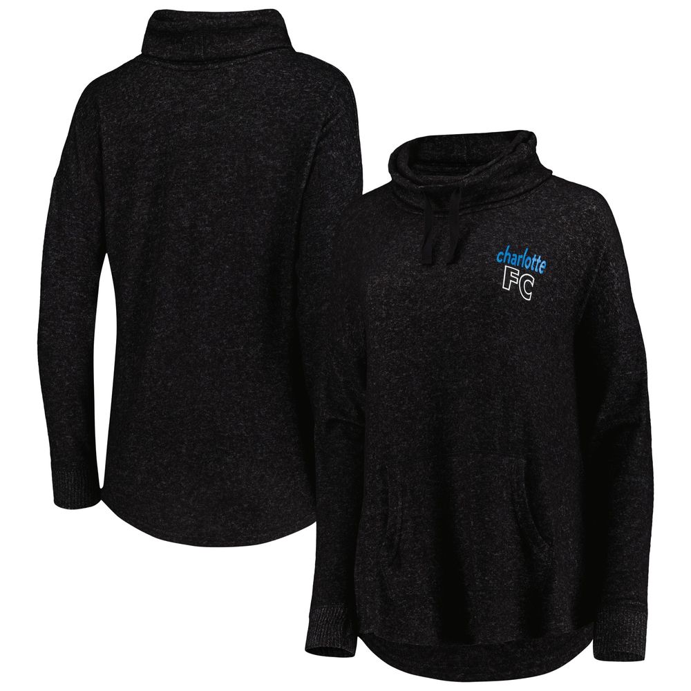 Women's Heathered Black Charlotte FC Cuddle Tri-Blend Pullover Sweatshirt