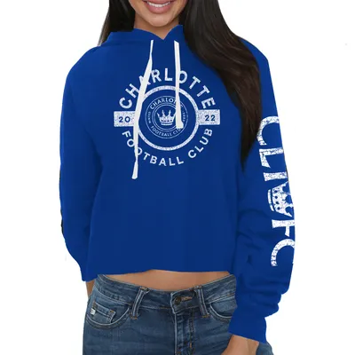 Charlotte FC Original Retro Brand Women's Crop Pullover Hoodie - Blue