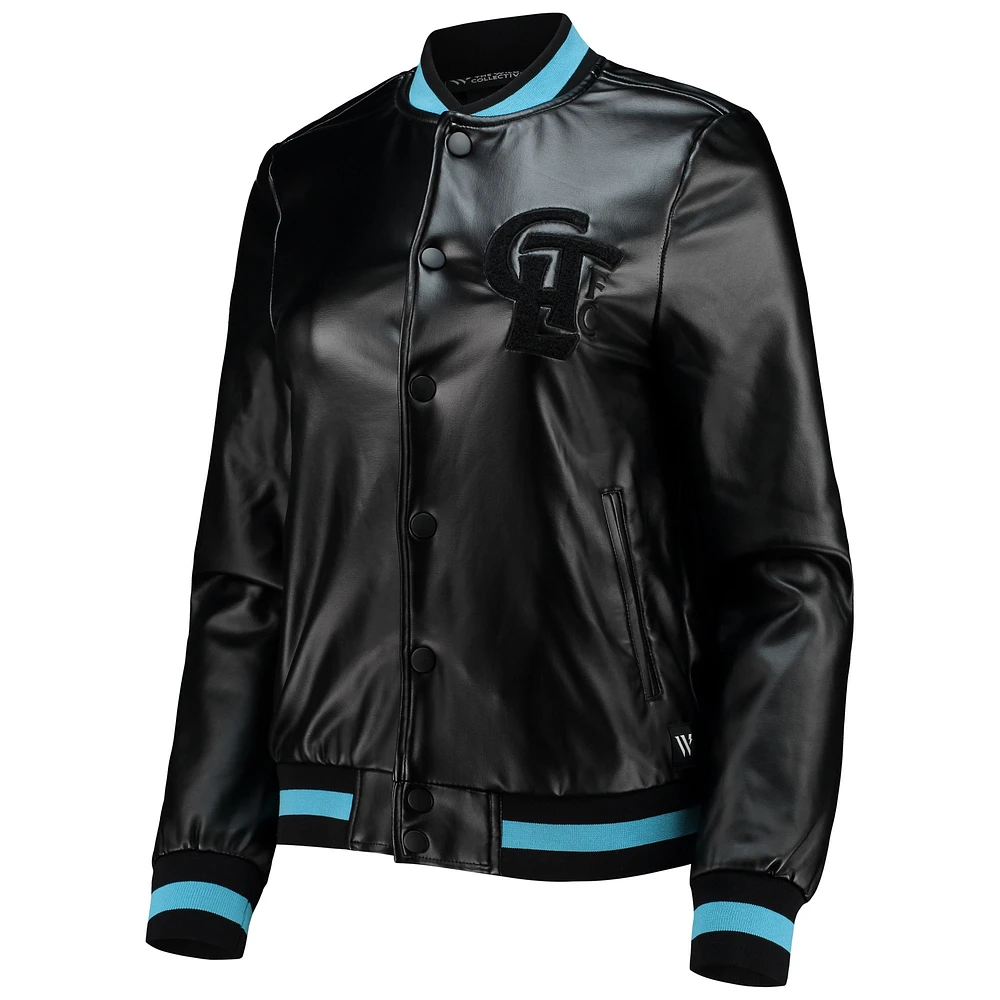 Women's The Wild Collective Black Charlotte FC Full-Snap Bomber Jacket