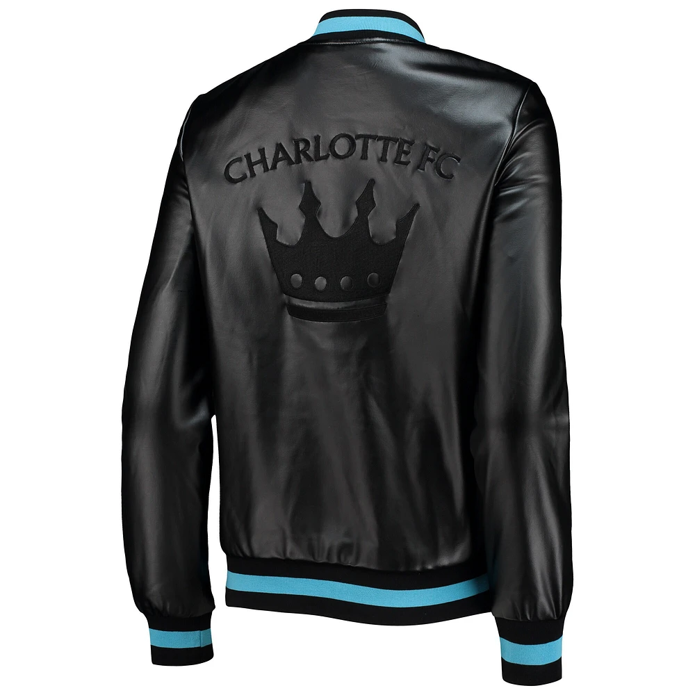 Women's The Wild Collective Black Charlotte FC Full-Snap Bomber Jacket