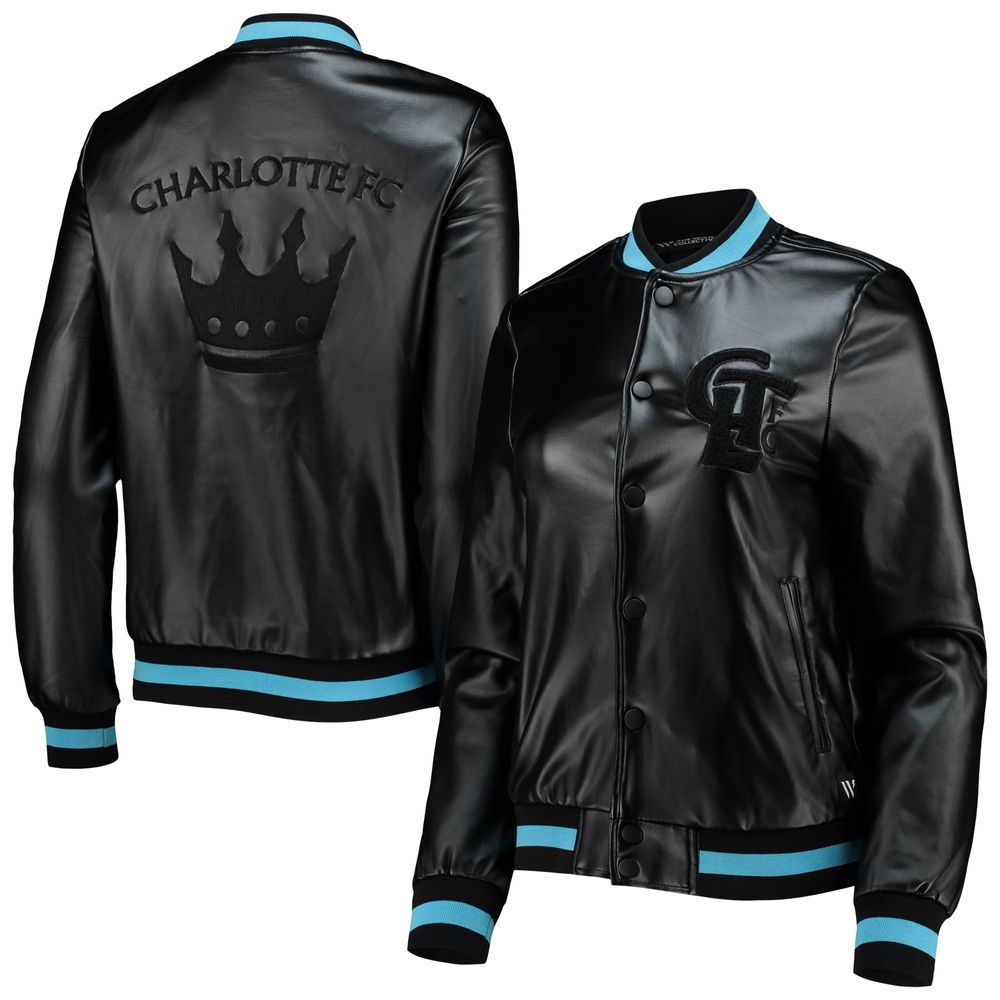 Women's The Wild Collective Black Charlotte FC Full-Snap Bomber Jacket