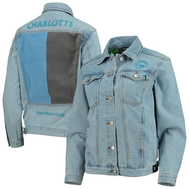 Veste boutonnée en jean imprimé The Wild Collective Charlotte FC pour femme, bleu