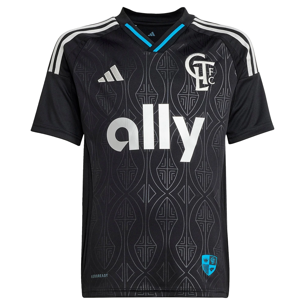 Youth adidas Wilfried Zaha Black Charlotte FC 2025 Fortress Kit Replica Player Jersey