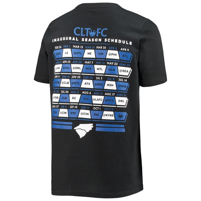 T-shirt noir Charlotte FC Inaugural Schedule pour jeune