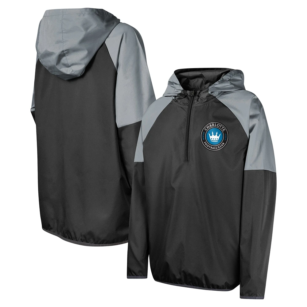 Youth Black Charlotte FC Unstoppable 1/2-Zip Hoodie Jacket