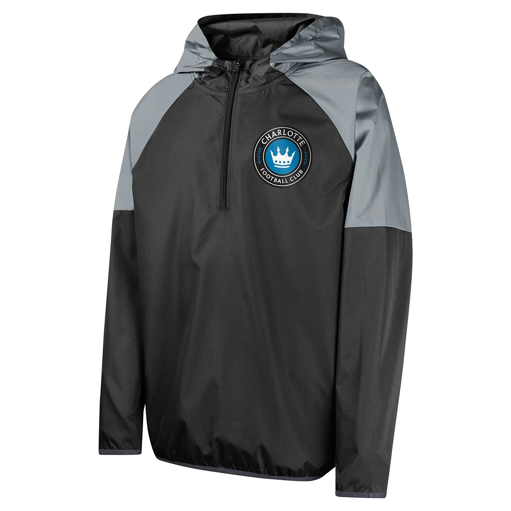 Youth Black Charlotte FC Unstoppable 1/2-Zip Hoodie Jacket