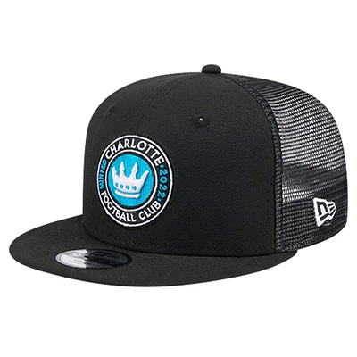 Youth New Era Black Charlotte FC 9FIFTY Snapback Trucker Hat