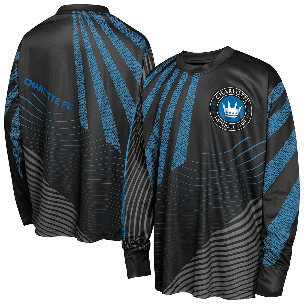 Youth Outerstuff Black Charlotte FC Nifty Netminder Long Sleeve T-Shirt