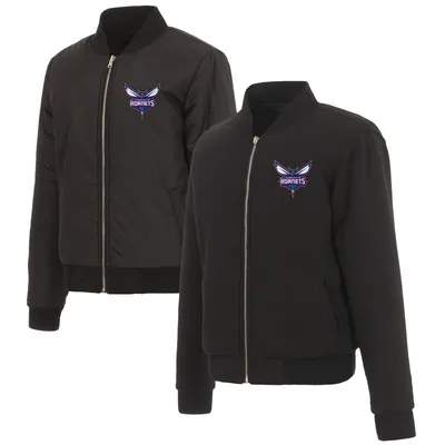 Charlotte Hornets JH Design Women's Reversible Jacket with Fleece and Nylon Sides - Black