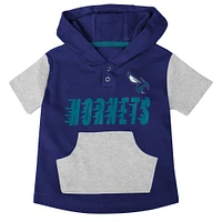 Infant Teal/Purple/Gray Charlotte Hornets Bank Shot Bodysuit, Hoodie T-Shirt & Shorts Set