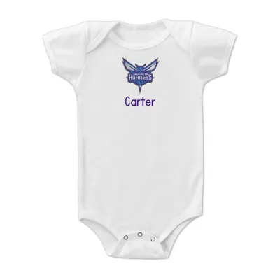 Charlotte Hornets Infant Personalized Bodysuit - White