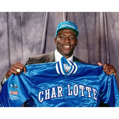 Big & Tall Men's Larry Johnson Charlotte Hornets Adidas Swingman Light Blue Throwback  Jersey