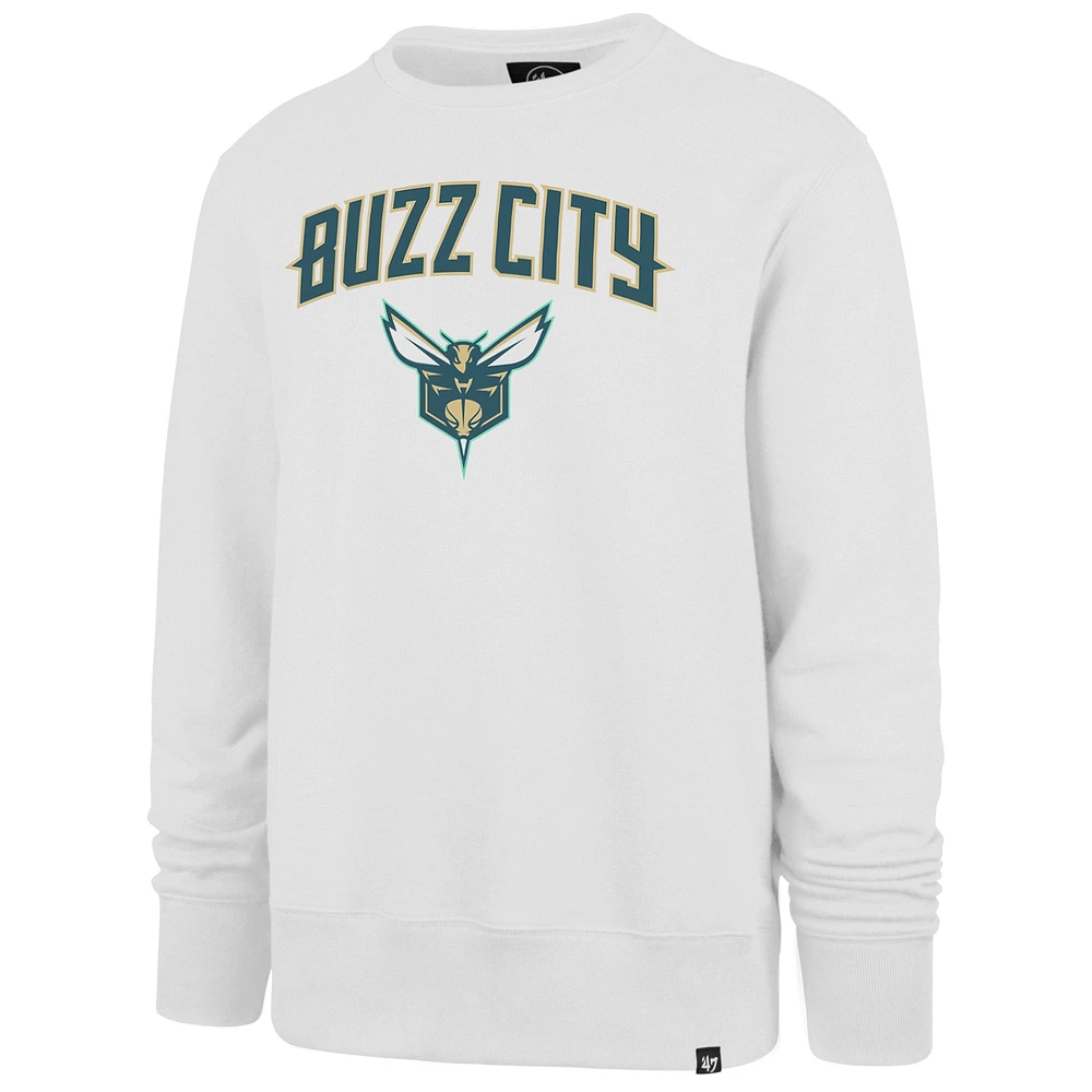 Sweat-shirt à enfiler pour hommes '47 White Charlotte Hornets 2023/24 City Edition Postgame Headline Crew