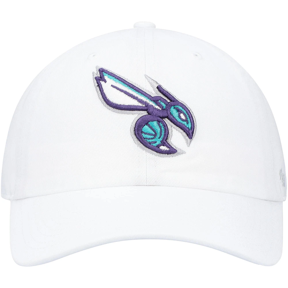 Men's '47 White Charlotte Hornets Team Clean Up Adjustable Hat