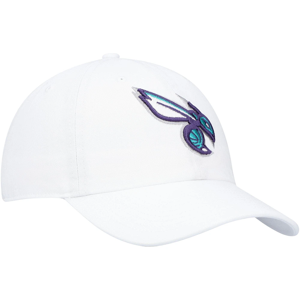 Men's '47 White Charlotte Hornets Team Clean Up Adjustable Hat