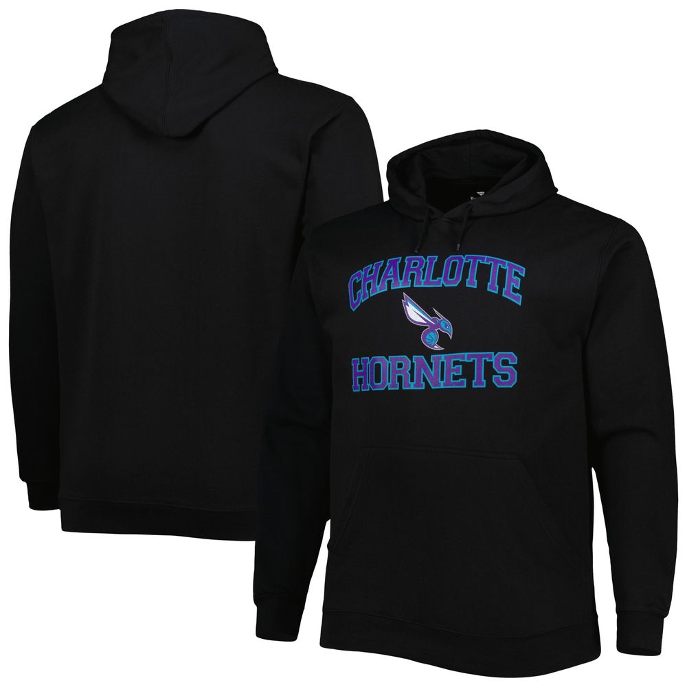 Men's Black Charlotte Hornets Big & Tall Heart Soul Pullover Hoodie