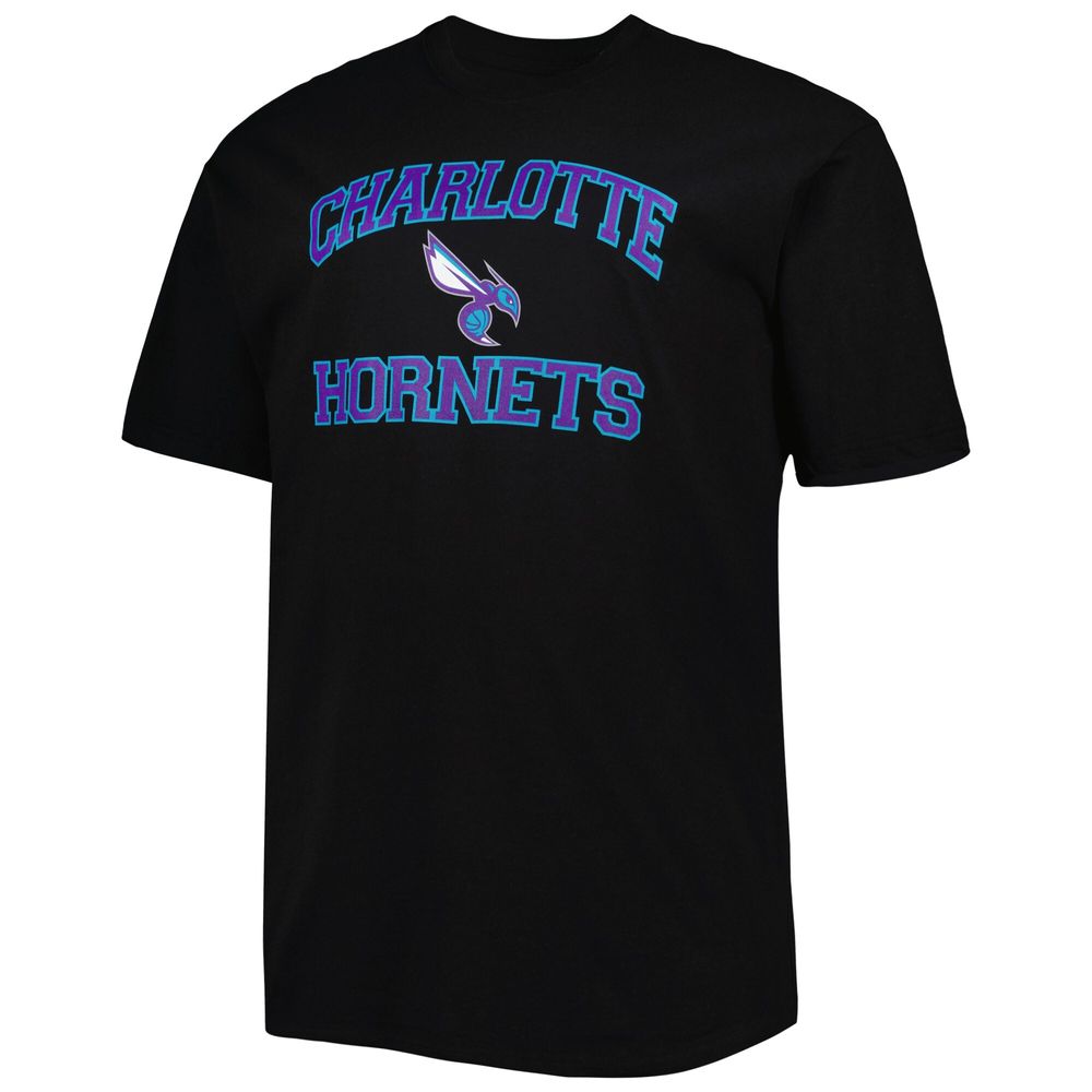 Men's Black Charlotte Hornets Big & Tall Heart Soul T-Shirt