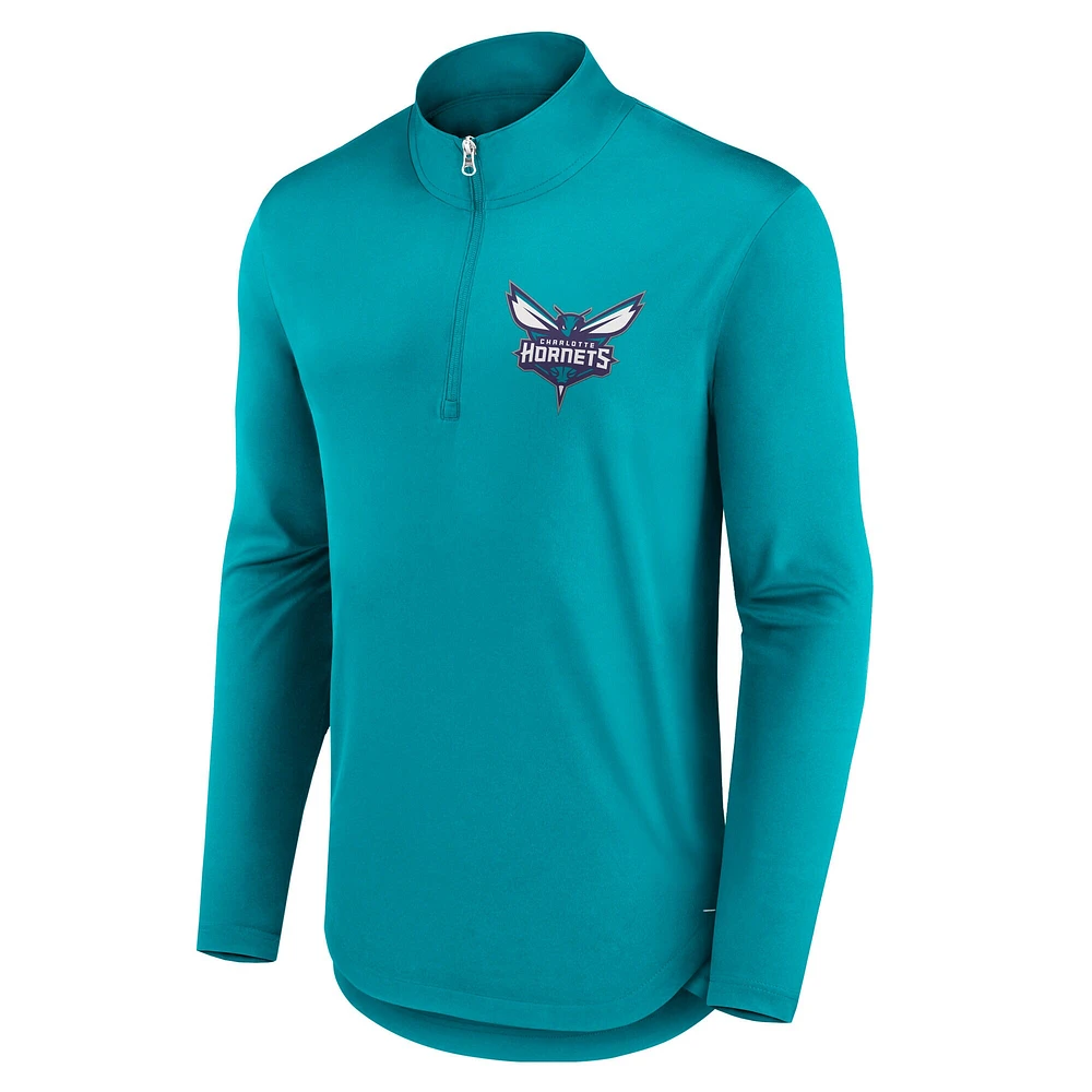 Men's Fanatics Aqua Charlotte Hornets Lightweight Quarter-Zip Pullover